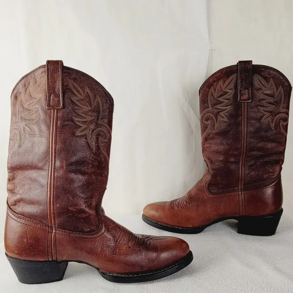 Dingo brown distressed leather cowboy boots size 8.5D mens Western Classic